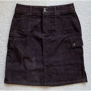 Vtg Eddie Bauer Corduroy Knee Length Skirt Sz 10 Brown Button Pockets 90s Y2K